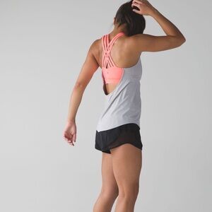 Lululemon Beat The Heat Tank- Seal Grey / Grapefruit EUC Sz4